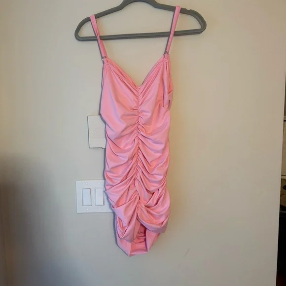 Amazon Pink Bodycon Cut Out Ruched Mini Dress - Picture 5 of 6